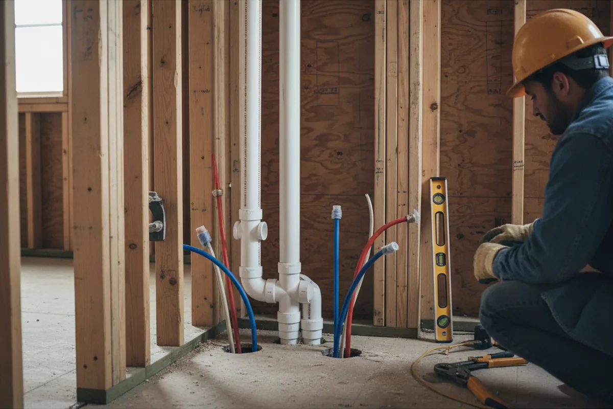 Drain and supply rough-in during Drain Cleaning in Bradenville