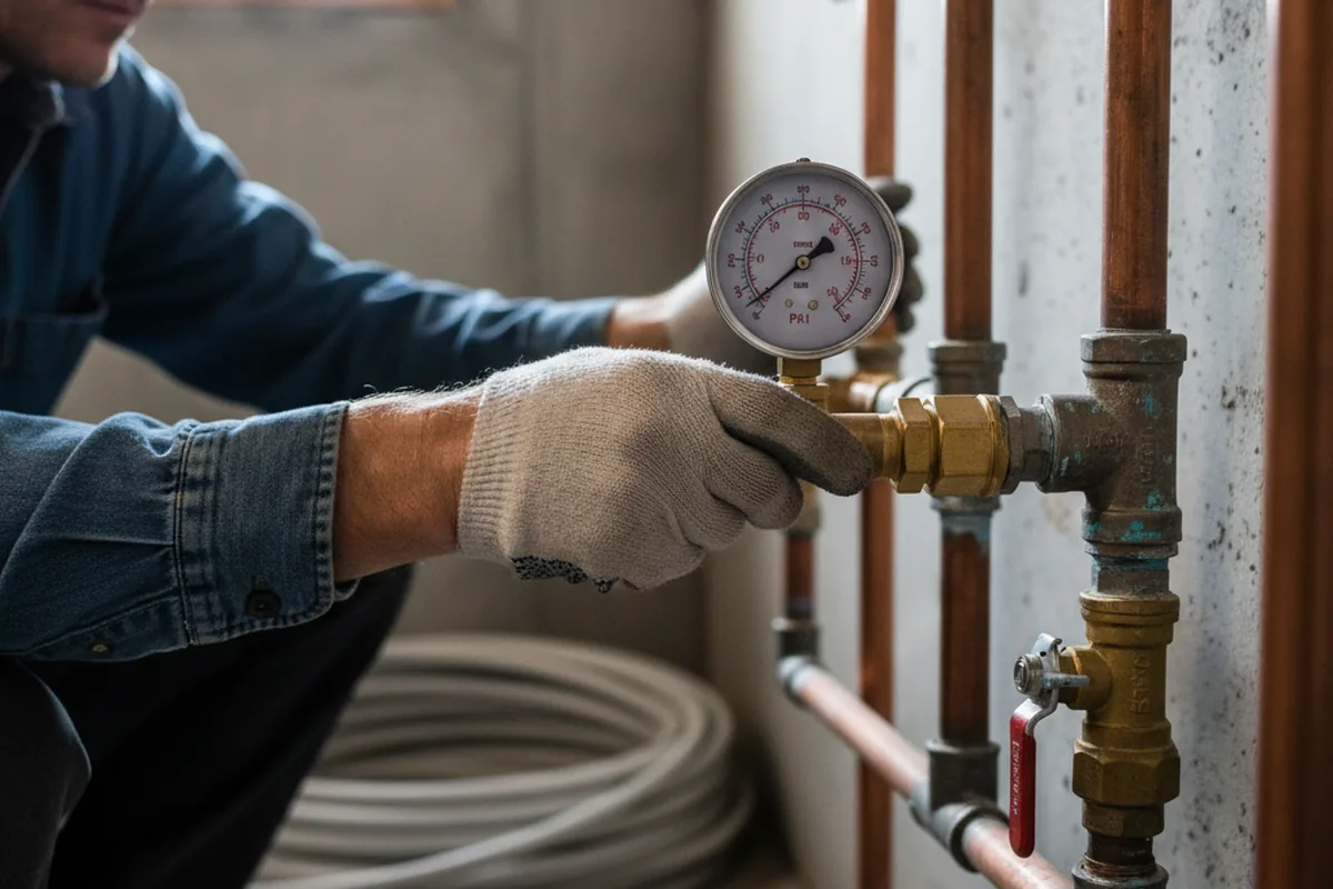 Pressure testing a repaired line during Water Line Repair in Bradenville